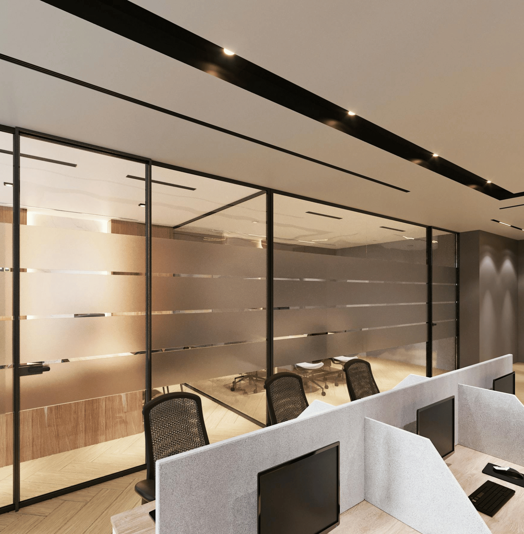 Divisória de vidro instalada em ambiente corporativo pela Dalta Glass em São Paulo